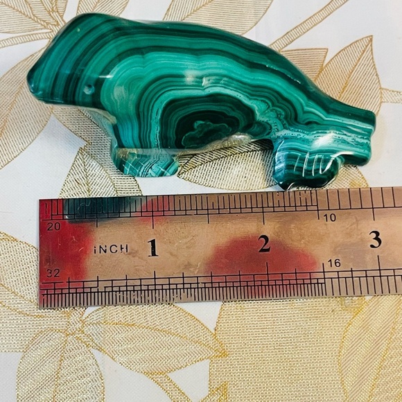 Polished Malachite Sea Lion Gemstone Green Roughly Sz 3” - Picture 6 of 7